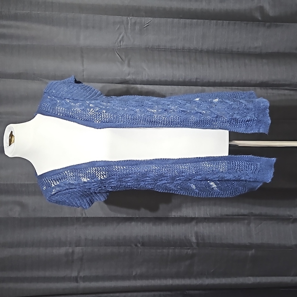 Navy loose weave short sleeve cardigan